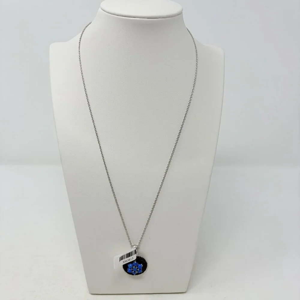 Shop LC Ceruleite/Thai Black Spinel Black Rhodium Sterling Silver‎ Necklace 5482